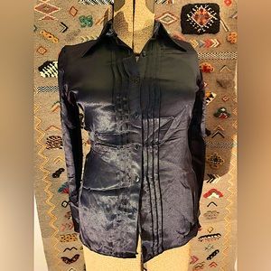 70’s Disco Patty Woodard Ladies Satin Tuxedo Shirt